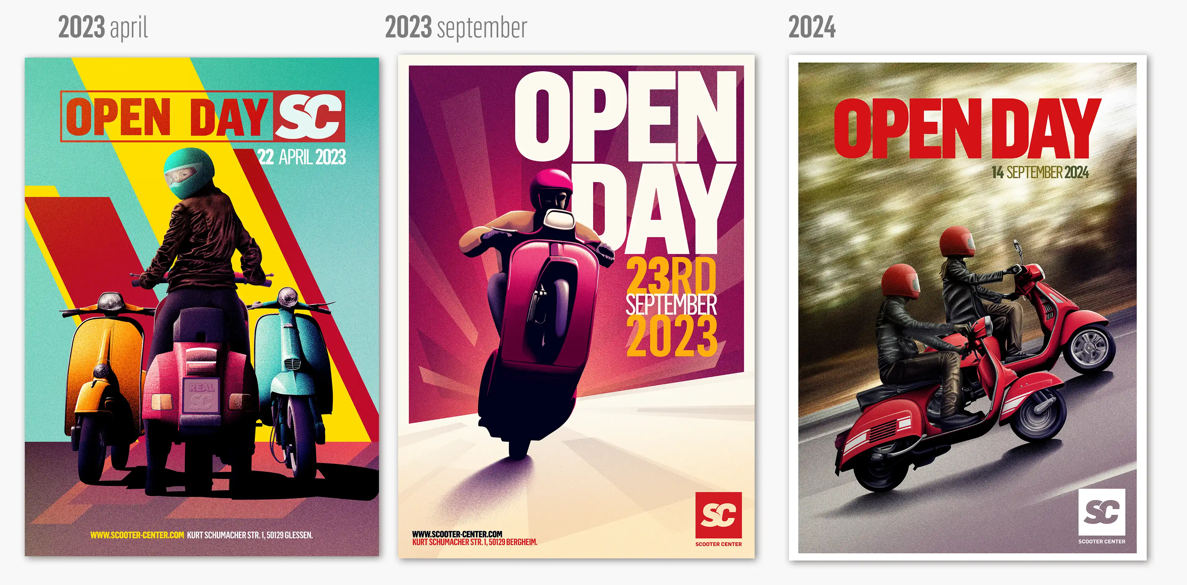 Posters open Day Scooter center