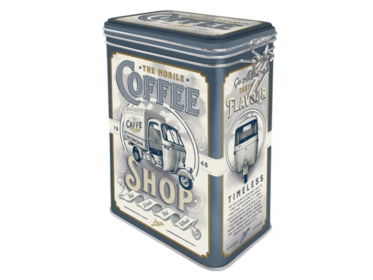 Bild einer Kaffedose im Vintage Look mit eine Ape-Motiv