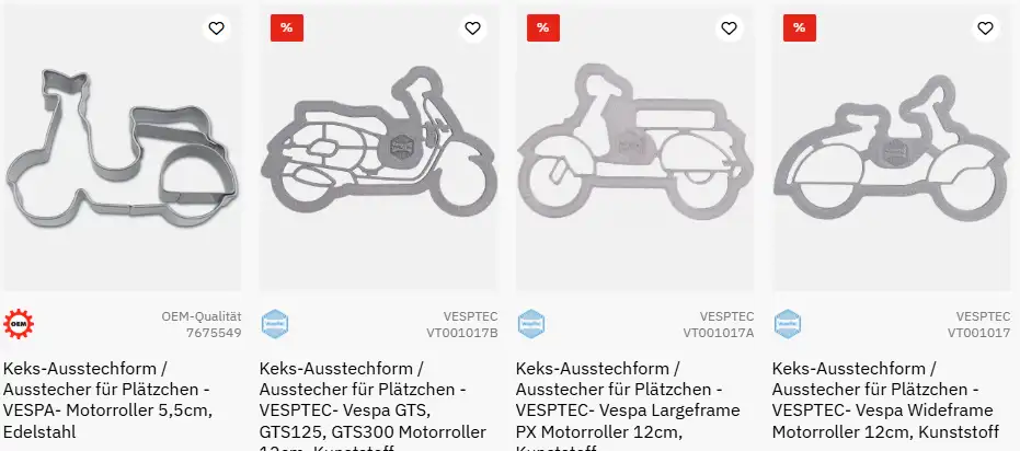 Drei verschiedene Plätzchenausstecherformen mit Rollermotiv