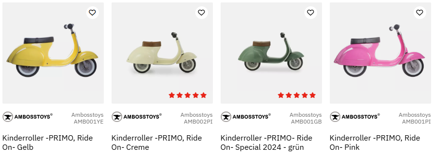 Primo Kinder Laufroller in gelb, pink, grün und creme