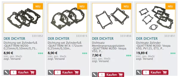 Vespa quattrini Dichtungen