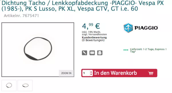 Dichtung Tacho / Lenkkopfabdeckung