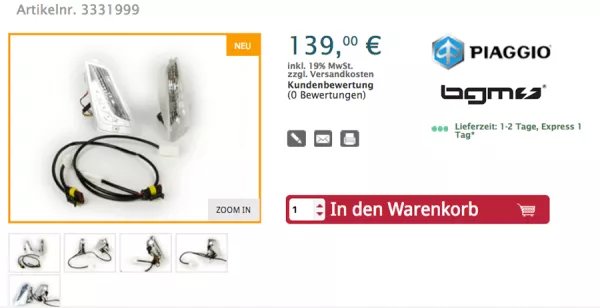 LED Tagfahrlicht Set Vespa GTS