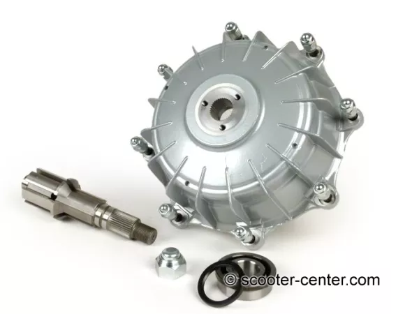 Bremstrommel hinten inkl. Hauptwelle und Lager -CASA PERFORMANCE Octopus Multispline- Lambretta LI (Serie 3), LIS, SX, TV (Serie 3), DL, GP - silber lackiert Artikelnr. 3332379