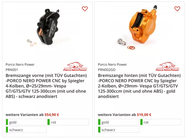 Poro Nero Power Bremsen Vespa GTS