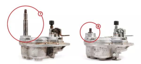 (7) Variatorgetriebe (8) Monogetriebe für Riemenscheibe
