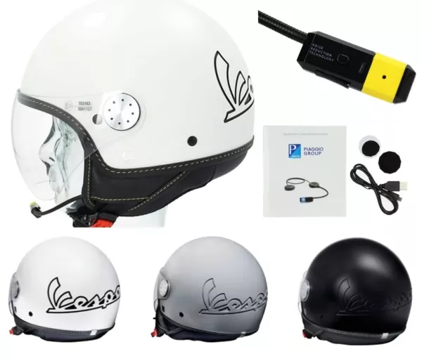Vespa Jethelm mit Bluetooth Stereo Kopfhörer und Mikrofon
