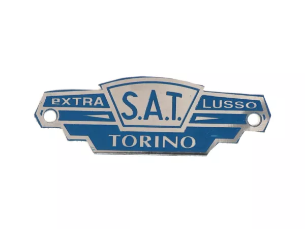 Seat badge Lambretta -S.A.T. TORINO- Extra Lusso – blue