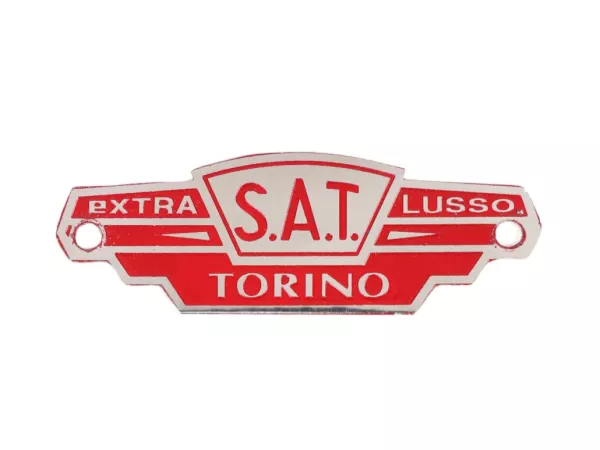 Seat badge Lambretta -S.A.T. TORINO- Extra Lusso – red