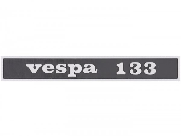 Lettering -VESPTEC Vespa 133- rear for Vespa 50 R (V5A1T 828604-), 132x17 mm - plastic - (black/aluminium)