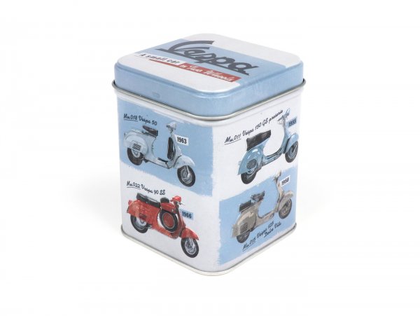 Tea box -Nostalgic Art- Vespa "A small car on two wheels", 7,5 × 7,5× 9,5cm