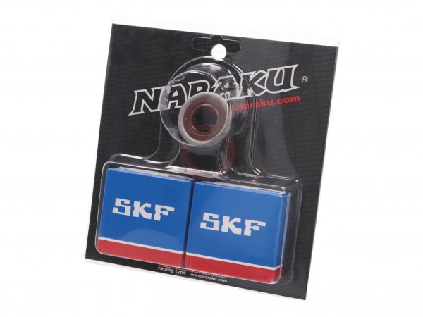 Set cuscinetti albero motore -NARAKU- SKF C4 Gabbia metallica per Minarelli AM