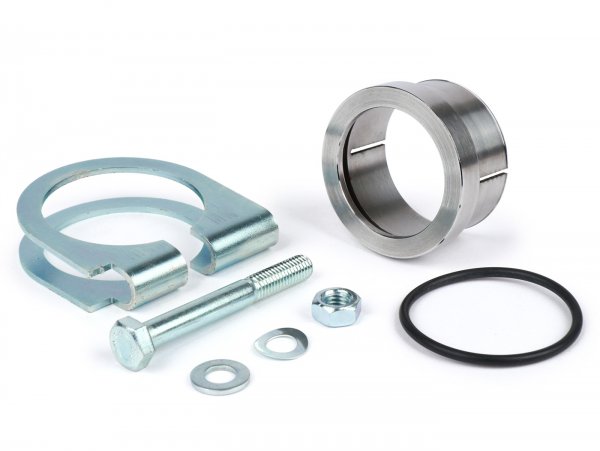 Exhaust manifold stub o-ring / clamping type - BGM PRO - Ø=45mm, Vespa PX200, Rally 200, Quattrini M232/M244 - weld on type, incl. o-ring