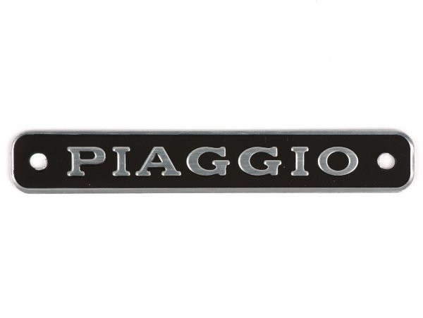 Badge de selle -QUALITÉ OEM- Vespa Piaggio - l=90mm, aluminium