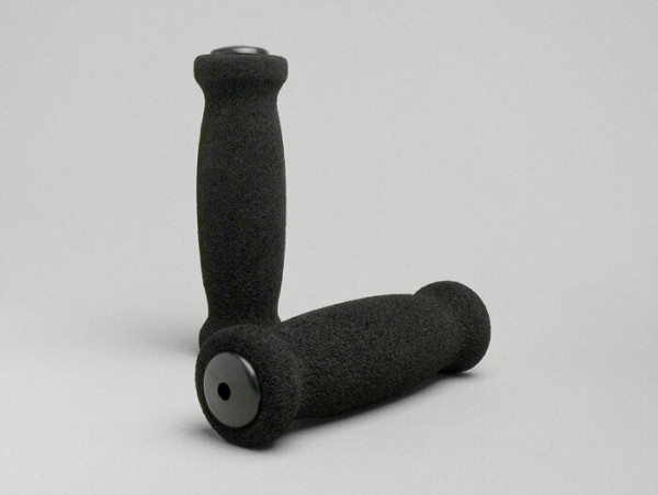 Pair of grips -CEMOTO foam rubber- with end cap - black