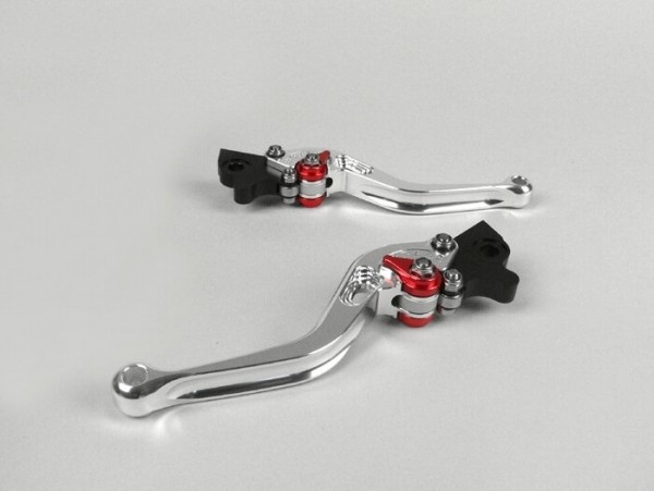 Pair of brake levers -ADJUSTABLE Sport- Gilera Runner DD (Grimeca brake system) - silver