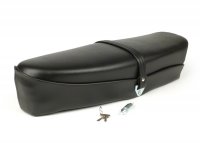 Seat -OEM QUALITY- Vespa ET3 - with lock - with Piaggio logo - black - fits also V50, 50N, V90, PV125