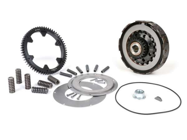 Embrayage avec transmission -SC, Largeframe, type Cosa2/FL- pignon élastique BGM PRO de 62 dents (droites) - Vespa PX80-PX200, T5, Cosa, Sprint, Rally, GT125, GTR125, TS125, GL150, Super125 (VNC1, 11001-), Super150 - 24/62 dents (2.58)