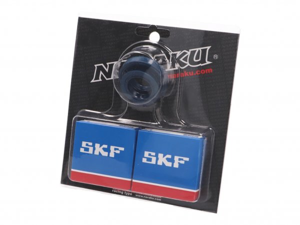 Set di cuscinetti albero motore -NARAKU- SKF a gabbia metallica per Minarelli CW, MA, MY, CA, CY