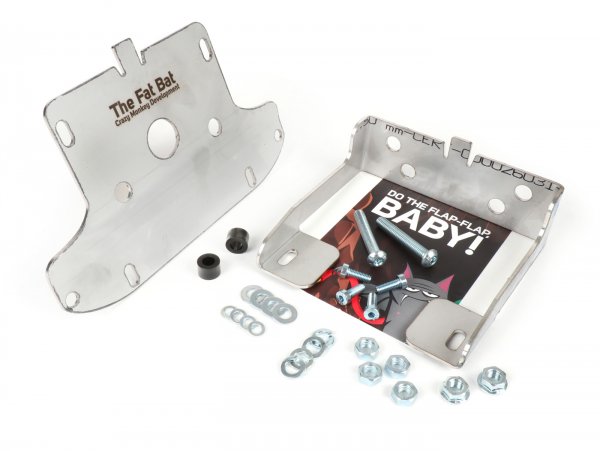 Spare wheel carrier and Battery tray bracket -CMD Fat Bat- Vespa PX, stainless steel