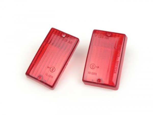 Paire cabochons clignotants -BOSATTA- Vespa PK50 S, PK80 S, PK125 S - arrière - rouge
