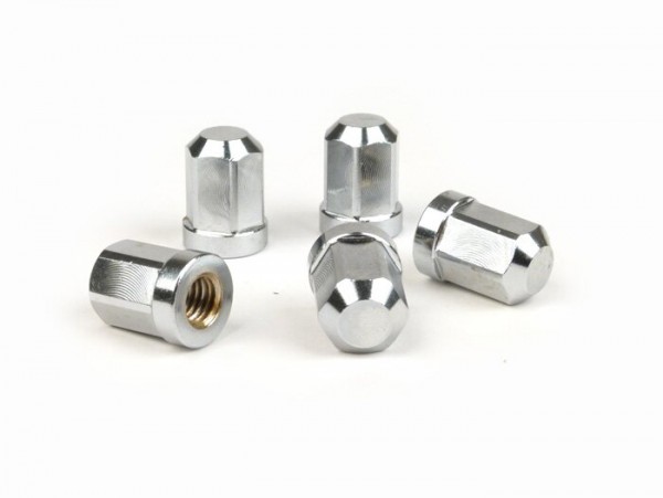 Domed cap nut set for tubeless rim -M8 with 14mm collar- FA Italia type - WS=12mm, chrome