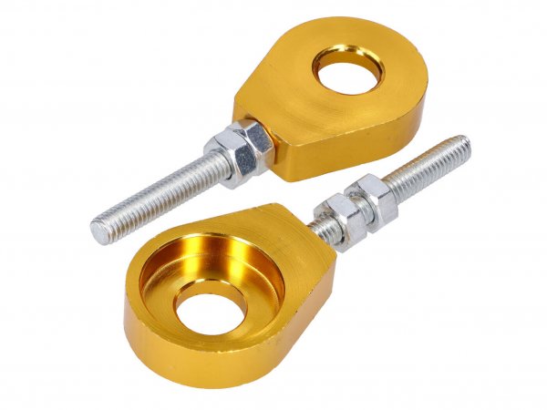 Radspanner / Kettenspanner Satz -101 OCTANE- Aluminium gold eloxiert 12mm