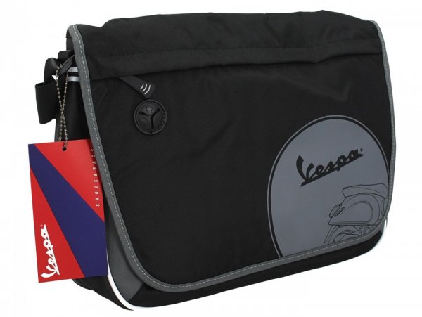 Shoulder bag -VESPA 35x10.5x25cm "Track"- black / grey