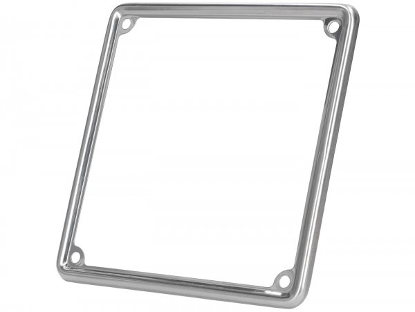 Decorative frame for licence plate/number plate -PREMIUM- 170x170mm - english + old italian version - stainless steel polished