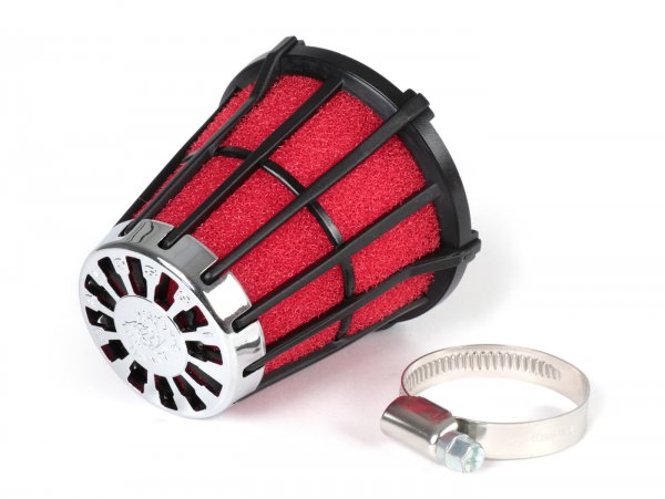 Air filter -MALOSSI E5- 0°, CS= 38mm - red-black