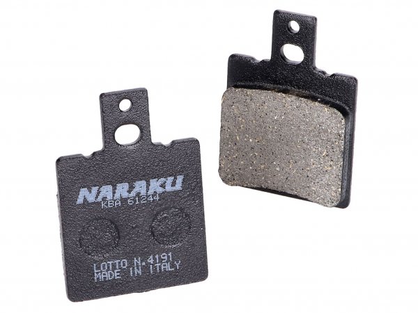 Bremsbeläge -NARAKU- organisch für Aprilia AF1, RS 125, Keeway, Hyosung Boomer