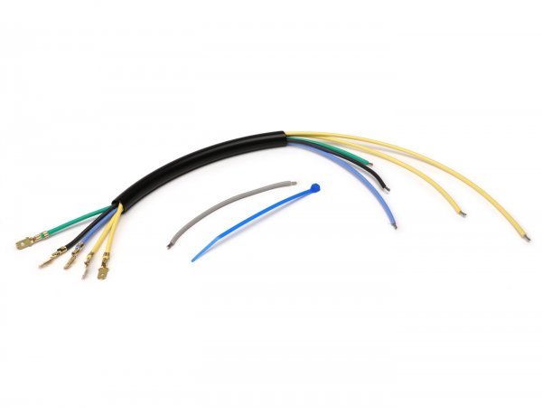 Kabelast Zündgrundplatte -VESPARATUR- Vespa PX alt Kontaktzündung (5 Kabel) - 2x gelbes Kabel