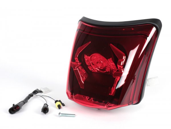 Tail light incl. frame -4 CORSA LED- Vespa GTS (2019-) GTS125 iGet, GTS300 HPE, GTS SUPER 125/300 HPE, GTS SUPERSPORT 125/300, GTS SUPERTECH 125/300 HPE - Glass red/ Frame matt black