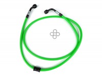 Brake hose, front, for brake caliper Brembo P4 30/34 -SPIEGLER hose: stainless steel (green), fitting: aluminium (black)- Vespa (without ABS) GT 125 (ZAPM311), GT 200 (ZAPM312), GT L 125 (ZAPM311), GT L 200 (ZAPM312), GTS 125 (ZAPM313), GTS 250 (ZAPM