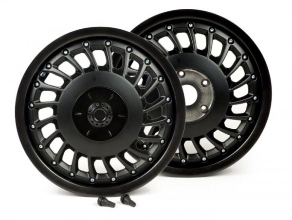 Pair of wheel rims -PIAGGIO 3.00-12 inch Vespa 946 - matt anthracite rim, matt black rim hub