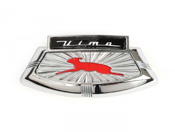 Badge horn cover -LAMBRETTA- Ulma emblem - Lambretta/Serveta (series 2-3) - black / red / silver