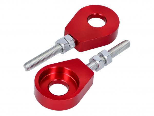 Set tenditore ruota / tendicatena -101 OCTANE- alluminio anodizzato rosso 12 mm
