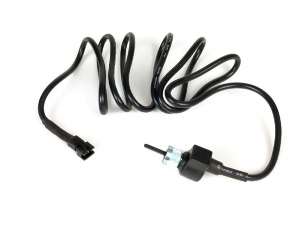 Speed sensor (digital speedo cable) -KOSO, D (JIS type a)- KOSO, D (JIS Typ a)- Vespa VBA, VBB, GL150, GS150, Sprint, GT, GTR, Super, TS125, Rally, Lambretta DL/GP, LI, SX, TV - black plug