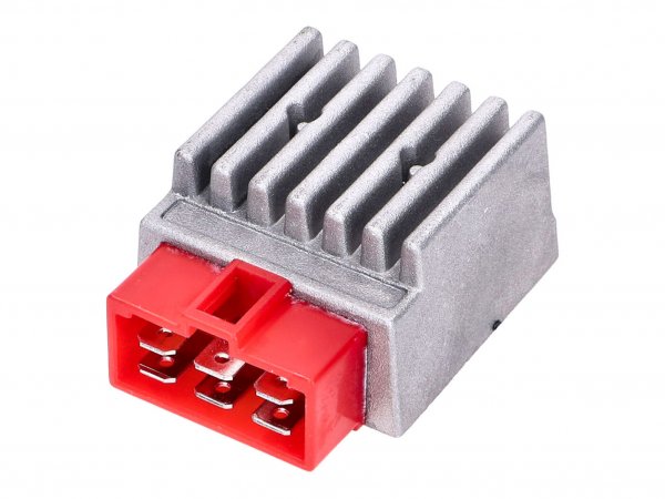 regulator / rectifier -101 OCTANE- w/ flasher relay, red plug for Derbi Senda, GPR, Aprilia RX, SX 50, Gilera RCR