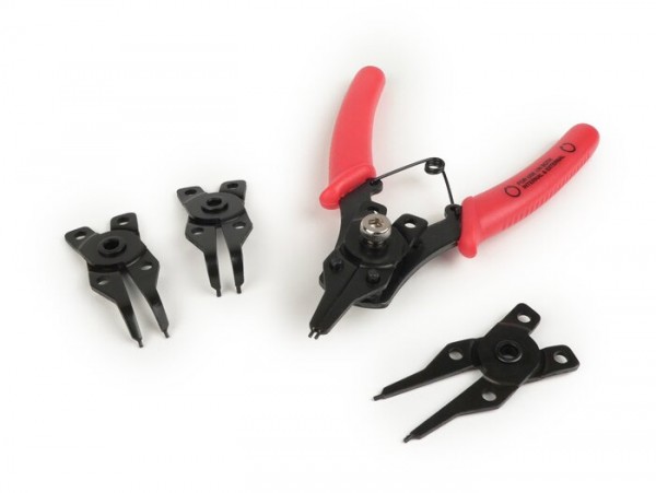 Circlip pliers -OEM-QUALITY- for internal and external circlips Ø=10-50mm (incl. 4 different heads 2 bent, 2 straight)