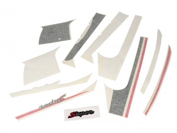 Aufkleber-Set für Frontverkleidung, Kotflügel und Heck -PIAGGIO Sport- Vespa GTS Super, Super Sport 125-300 - schwarz/rot