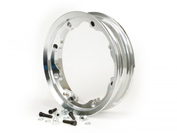 Wheel rim -FA ITALIA, tubeless, Octopus, 2.10-10 inch, aluminium- Lambretta LI (series 1-3), LI S, SX, TV (series 2-3) - aluminium, polished