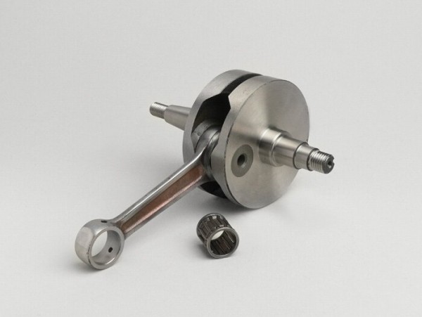 Crankshaft -MAZZUCCHELLI RACING (reed valve intake) full circle web- Vespa PV125, ET3 125, PK80 S, PK125 S (Ø=19mm cone)