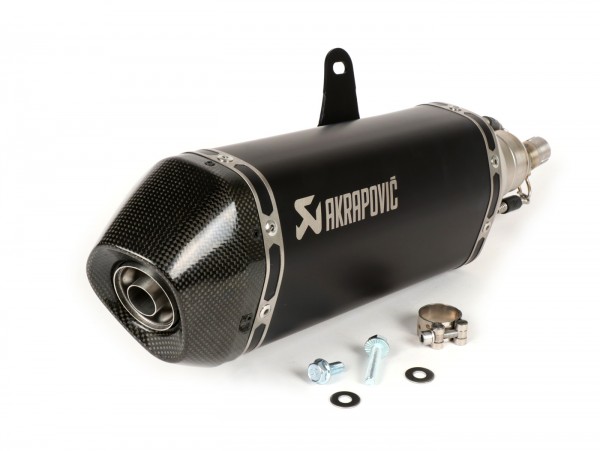 Exhaust -AKRAPOVIC slip-on, stainless steel Black Edition- Vespa GTS 125 (2017-, Euro 4, iGet, MA3A), GTS 150 (2017-, Euro 4, iGet, MA3B) - without catalyser