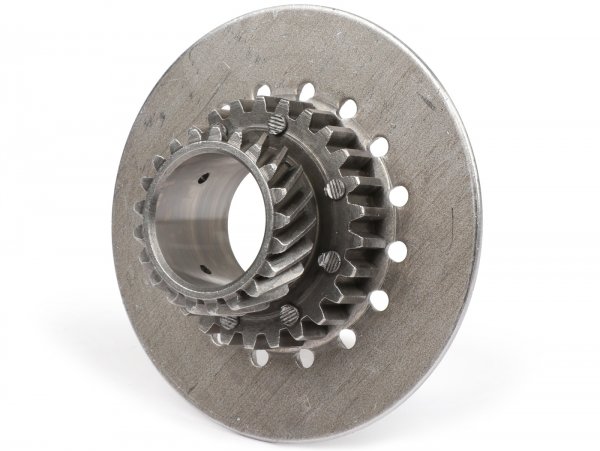 Clutch sprocket -OEM QUALITY, Vespa type 6 springs (PX80, PX125, PX150)- for genuine primary gear (helical teeth) 67/68 teeth - 21 teeth (total height 32.5mm, sprocket height 11mm)