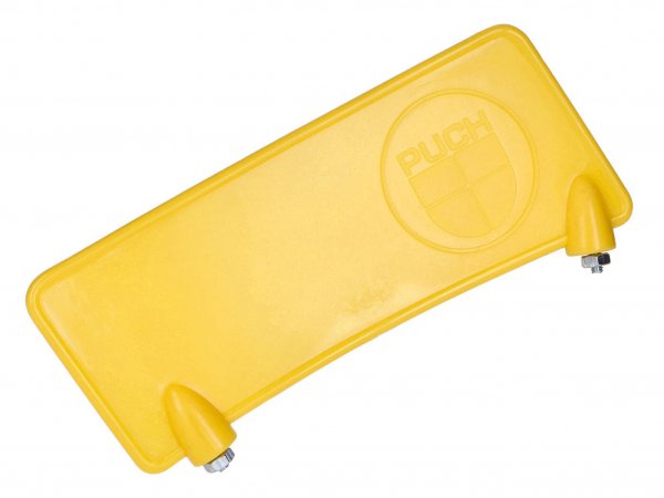 Schutzblechspoiler gelb mit Puch-Logo -101 OCTANE- für Puch Maxi Mofa