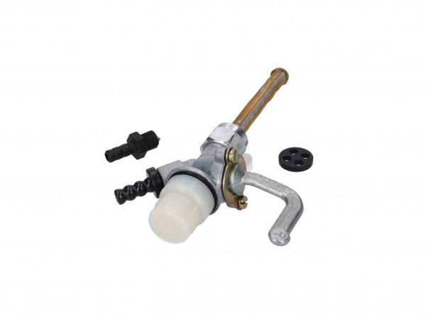 Fuel tap -101 OCTANE- manual - with water bag - for Simson KR51/1, KR51/2 Schwalbe - long curved lever