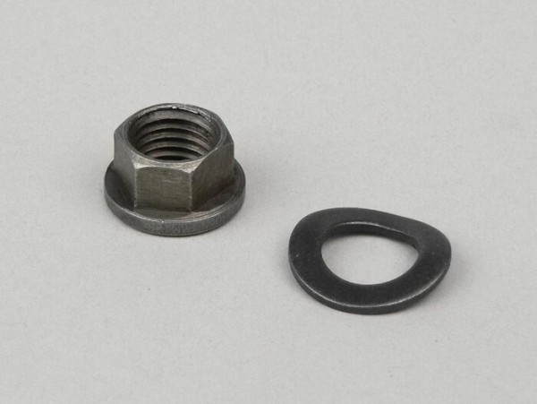 Clutch nut  -MADE IN INDIA- M12 x 1.50 collar Ø=18.6mm h=10mm WS=14- (can be used as castle nut for Vespa PX, Rally180 (VSD1T), Rally200 (VSE1T), Sprint, T5 125cc, Cosa1)