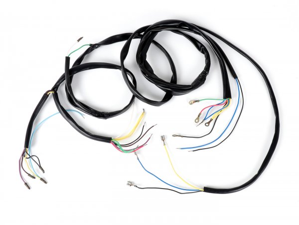 Wiring loom -PIAGGIO (NOS)- Vespa GT 125 (VNL2T, 30001-), Sprint Veloce 150 (VLB1T, 025401-), Super 125 (VNC1T), Super 150 (VBC1T, -251419), GL 150 (VLA1T) - horn switch NOC (without battery) - round plug type for headlamp connector