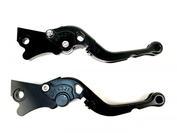 Pair of brake levers -BGM PRO Sport, adjustable, foldable- Vespa GT, GTL, GTS 125-300 - black